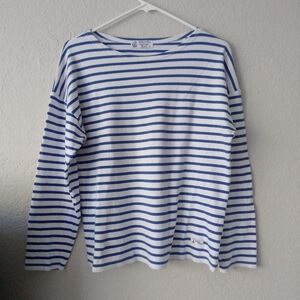 Sable & Mer Nautical Stripe Top Womens XL Blouse Shirt Boat Neck Retro Preppy